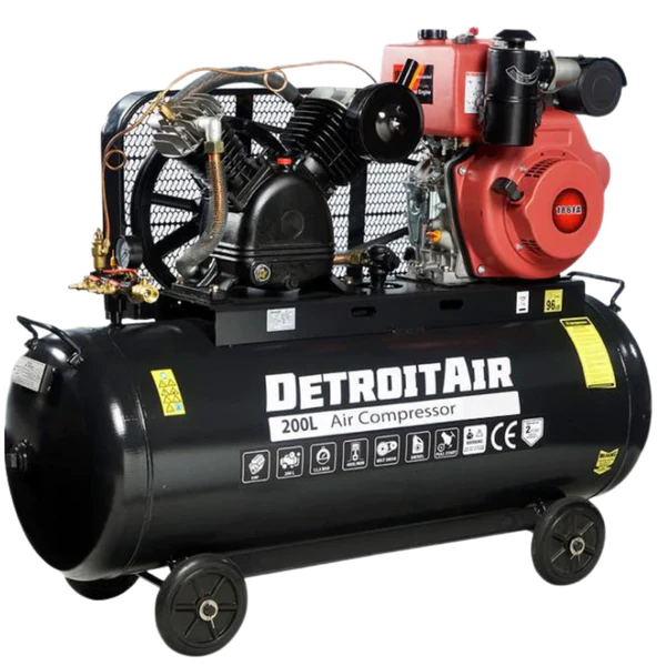 Petrol Engine Compressor PETROL ENGINE AIR COMPRESSOR 8HP 200L 12.5BAR 400LPM/14.1CFM - Gold ...